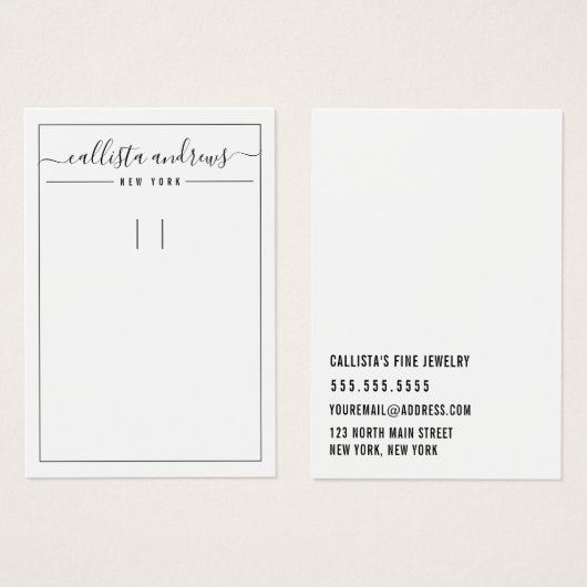 Simple Black White Cursive Keychain Display Card (正面&裏面)