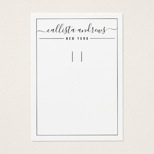 Simple Black White Cursive Keychain Display Card (正面)