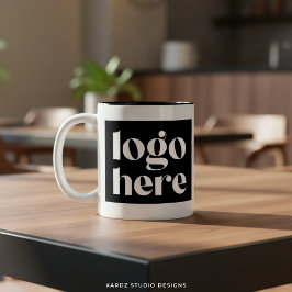 Simple Black White Custom Logo Branded Mug ツートーンマグカップ
