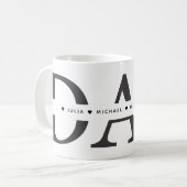 Simple Black White Dad Add Names コーヒーマグカップ (正面左)