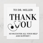 Simple Black & White  Doctor Thank You Card (正面/裏面)