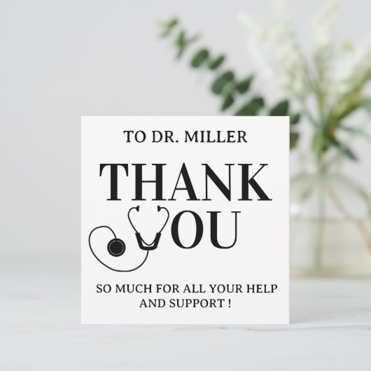 Simple Black & White  Doctor Thank You Card (スタンド正面)