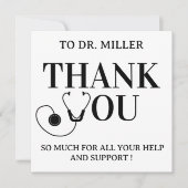 Simple Black & White  Doctor Thank You Card (正面)