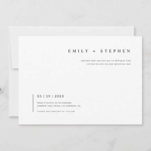 Simple Black & White Elegant Minimal Wedding Photo 招待状 (裏面)