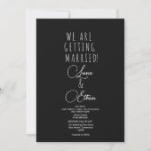 Simple black white elegant typography wedding 招待状 (正面)