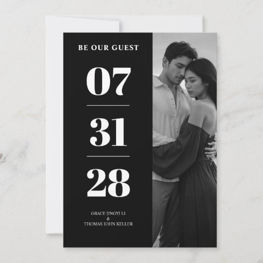 Simple Black & White Enchanting & Delicate Minimal 招待状 (正面)