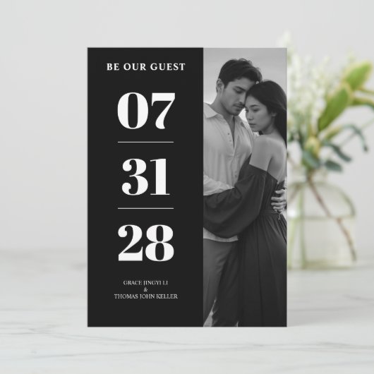 Simple Black & White Enchanting & Delicate Minimal 招待状 (スタンド正面)