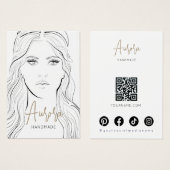 Simple Black White Girl Drawing Jewelry Display (正面&裏面)