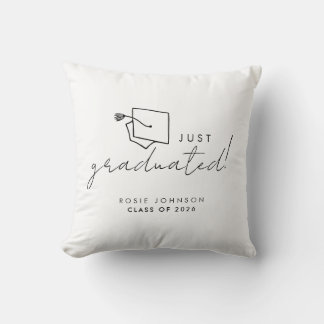 Simple Black & White Graduation Throw Pillow Gift クッション