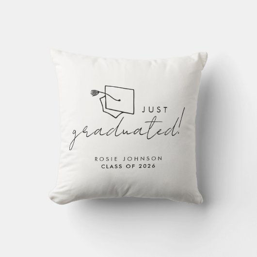 Simple Black & White Graduation Throw Pillow Gift クッション (正面)
