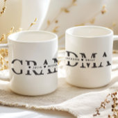 Simple Black White Grandma Add Names コーヒーマグカップ