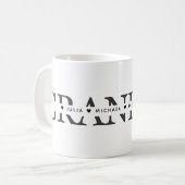 Simple Black White Grandma Add Names コーヒーマグカップ (正面左)