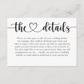 Simple Black & White Heart Wedding Details エンクロージャーカード (正面)