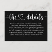 Simple Black & White Heart Wedding Details エンクロージャーカード (正面)