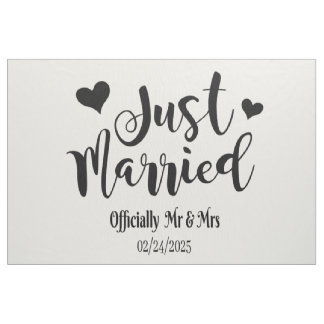 Simple black/white Just Married car sign ファブリック