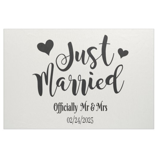Simple black/white Just Married car sign ファブリック (ヤード)