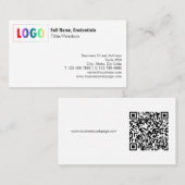 Simple Black, White Logo and QR Code Business Card 名刺 (正面/裏面)