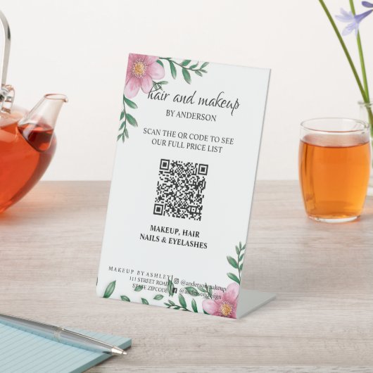 Simple black & white makeup digital QR price  台座サイン (インサイチュ)