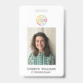 Simple Black White Minimalist Employee Photo ID バッジ