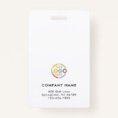 Simple Black White Minimalist Employee Photo ID バッジ (裏面)