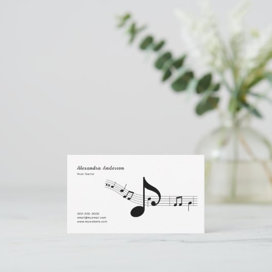 Simple, Black & White Music Teacher 名刺 (スタンド正面)