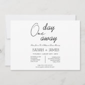 Simple Black White One Day Away Rehearsal Dinner  招待状 (正面)