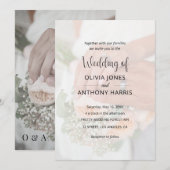 Simple Black & White Overlay Photo Wedding 招待状 (正面/裏面)