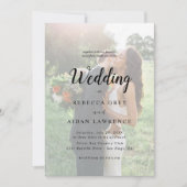 Simple Black & White Overlay Photo Wedding 招待状 (正面)
