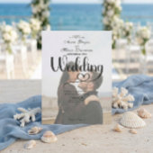 Simple Black White Overlay Photo Wedding 招待状