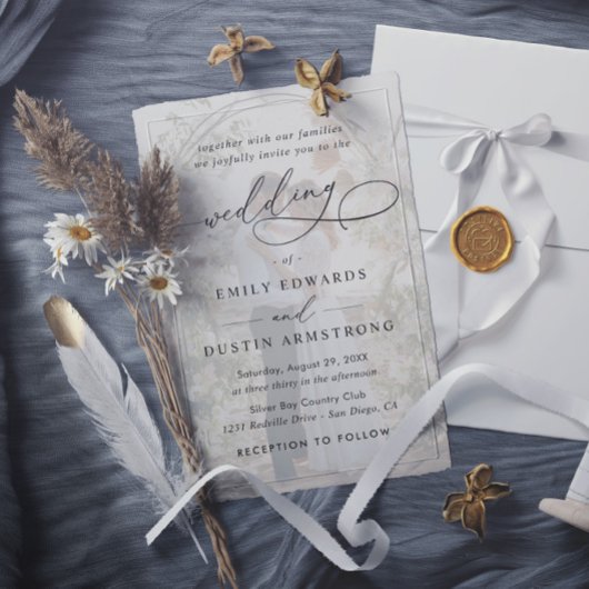 Simple Black & White Overlay Photo Wedding 招待状