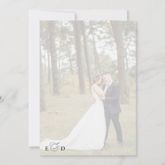 Simple Black & White Overlay Photo Wedding 招待状 (裏面)