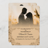 Simple Black & White Overlay Photo Wedding Invitat 招待状 (正面/裏面)
