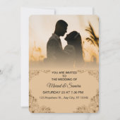 Simple Black & White Overlay Photo Wedding Invitat 招待状 (正面)
