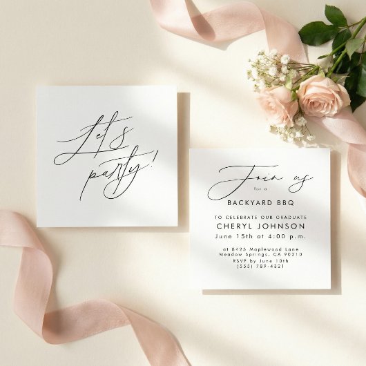 Simple Black White Party Invitation Enclosure Card エンクロージャーカード