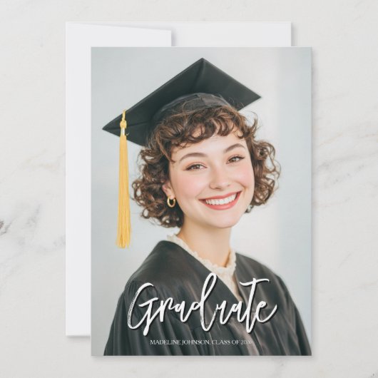 Simple Black & White Photo 2026 Graduation 招待状 (正面)