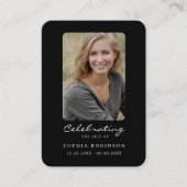 Simple Black White Photo Memorial Prayer Card 名刺 (正面)