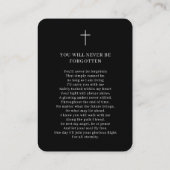 Simple Black White Photo Memorial Prayer Card 名刺 (裏面)