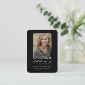 Simple Black White Photo Memorial Prayer Card 名刺 (スタンド正面)