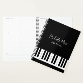 Simple Black White Piano Music Teacher  プランナー手帳