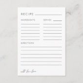 Simple Black & White Recipe Bridal Shower エンクロージャーカード (裏面)