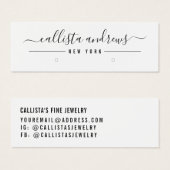 Simple Black White Script Earring Display Card (正面&裏面)