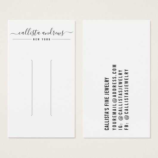 Simple Black White Script Hair Clip Display Card (正面&裏面)