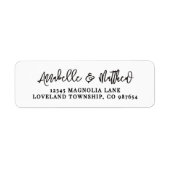 Simple Black White Script Return Address ラベル (正面)