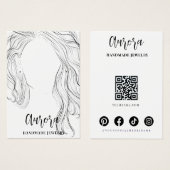 Simple Black White Wavy Hair Jewelry Display Card (正面&裏面)