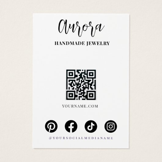 Simple Black White Wavy Hair Jewelry Display Card (裏面)