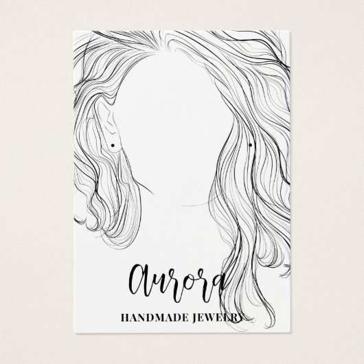 Simple Black White Wavy Hair Jewelry Display Card (正面)