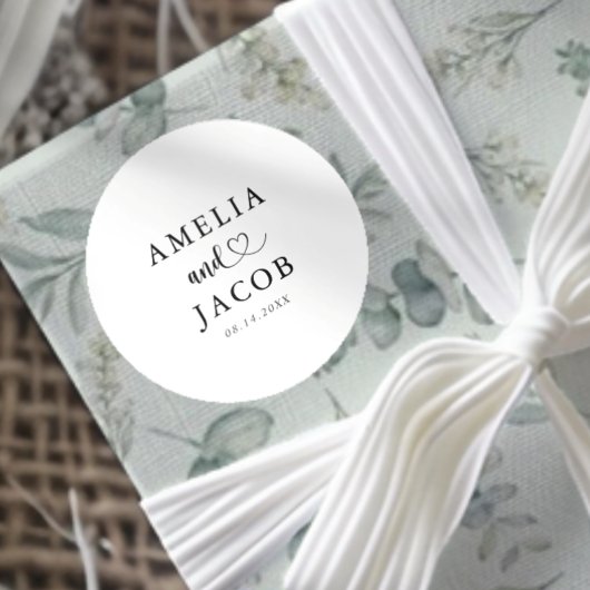 Simple Black & White Wedding  ラウンドシール
