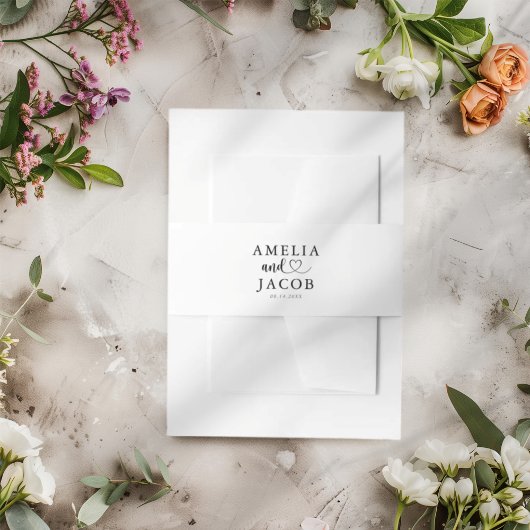 Simple Black & White Wedding 招待状ベリーバンド