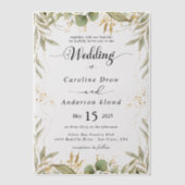 Simple Black & White wedding Overlay ベラム紙招待状 (正面)