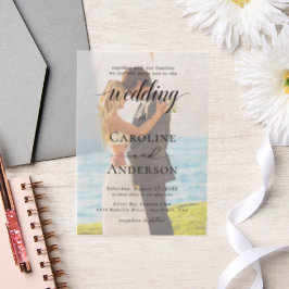 Simple Black & White wedding  Overlay ベラム紙招待状